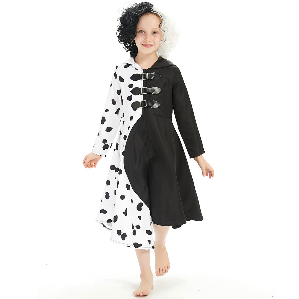 Kids Children Cruella Cosplay Costume Dress Outfits Halloween Carnival –  Cosplaysky.ca