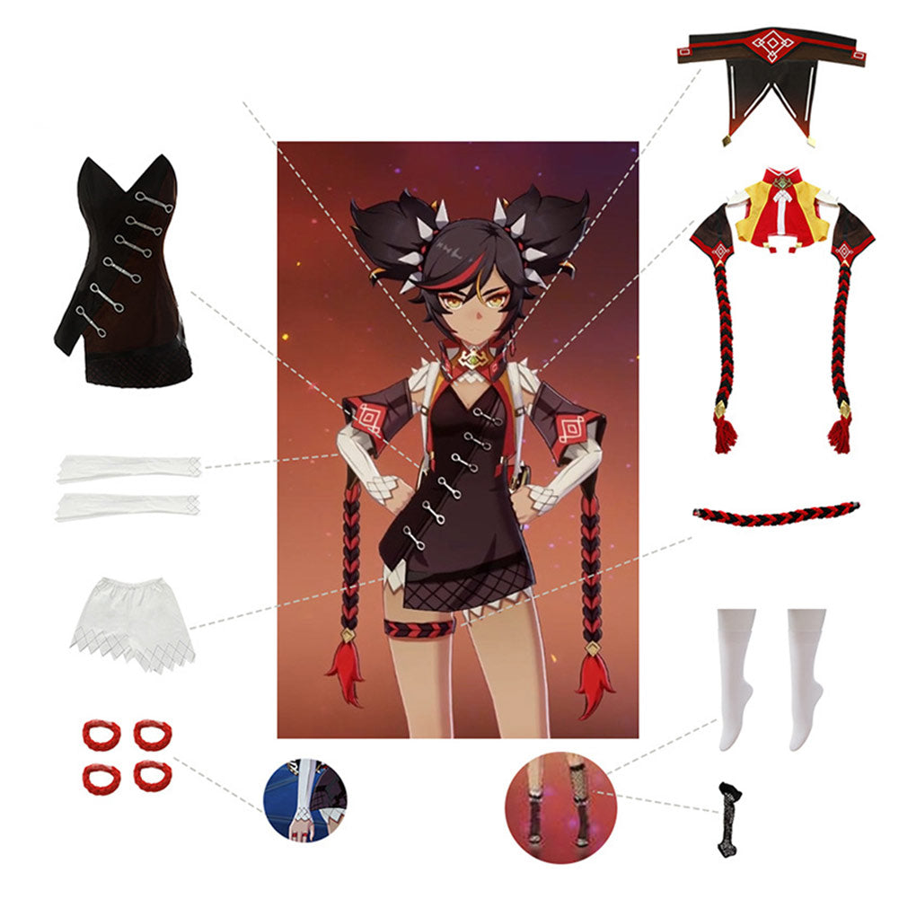 Game Genshin Impact Halloween Carnival Suit Xinyan Cosplay Costume Dress Outfits