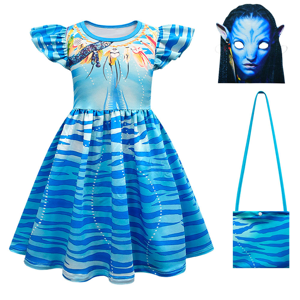 Kids Girls Avatar Neytiri Cosplay Costume Dress Outfits Halloween Carnival Party Suit