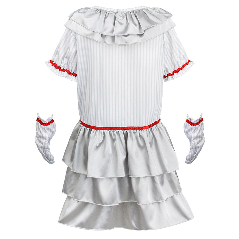 Kids Girls It Pennywise Cosplay Costume Dress Gloves Outfits Halloween Carnival Suit