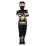 Kids Ninja Costume Boys Japanese Warrior Outfit Halloween Bodysuit Outfit Black