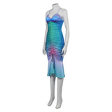 The Little Mermaid Spaghetti Strap Dresses Bow Mermaid Mid-Calf Dress Cosplay Costume Fancy Outfit Halloween Carnival Suit