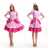 The Super Mario Bros Peach Cosplay Costume Pink Dress Outfits Halloween Carnival Party Suit