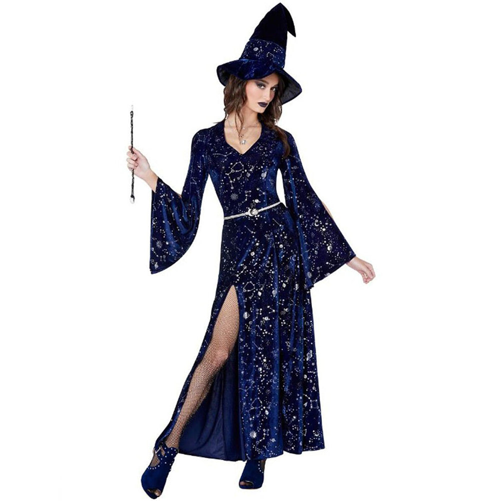 Adult wizard Cosplay Costume Dress Hat Outfits Halloween Carnival Suit