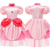 Kids Children Princess Peach Cosplay Costume Mesh Dress Outfits Halloween Carnival Suit