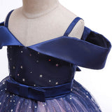 Kids Girls Tutu Dresses Summer Sleeveless Princess Dress Sequined Starry Sky Dress Party Dress Royal Blue