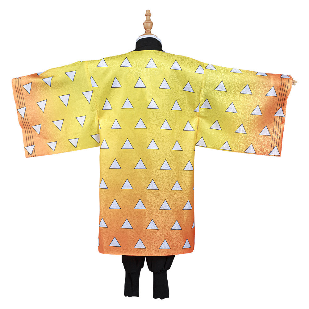 Demon Slayer: Kimetsu no Yaiba Halloween Carnival Suit Agatsuma Zenitsu Cosplay Costume Kids Kimono Outfit