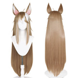 Genshin Impact Ms Hina/Gorou Cosplay Wig Heat Resistant Synthetic Hair Carnival Halloween Party Props with Ear