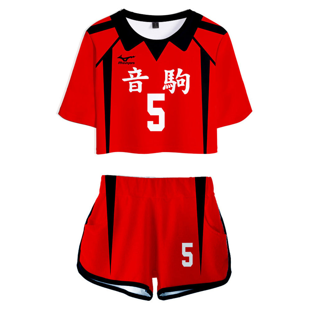 Haikyuu Nekoma High School NO 5 Kozume Kenma Women‘s Jersey Sports Wear Uniform Top Shorts Cosplay Costume
