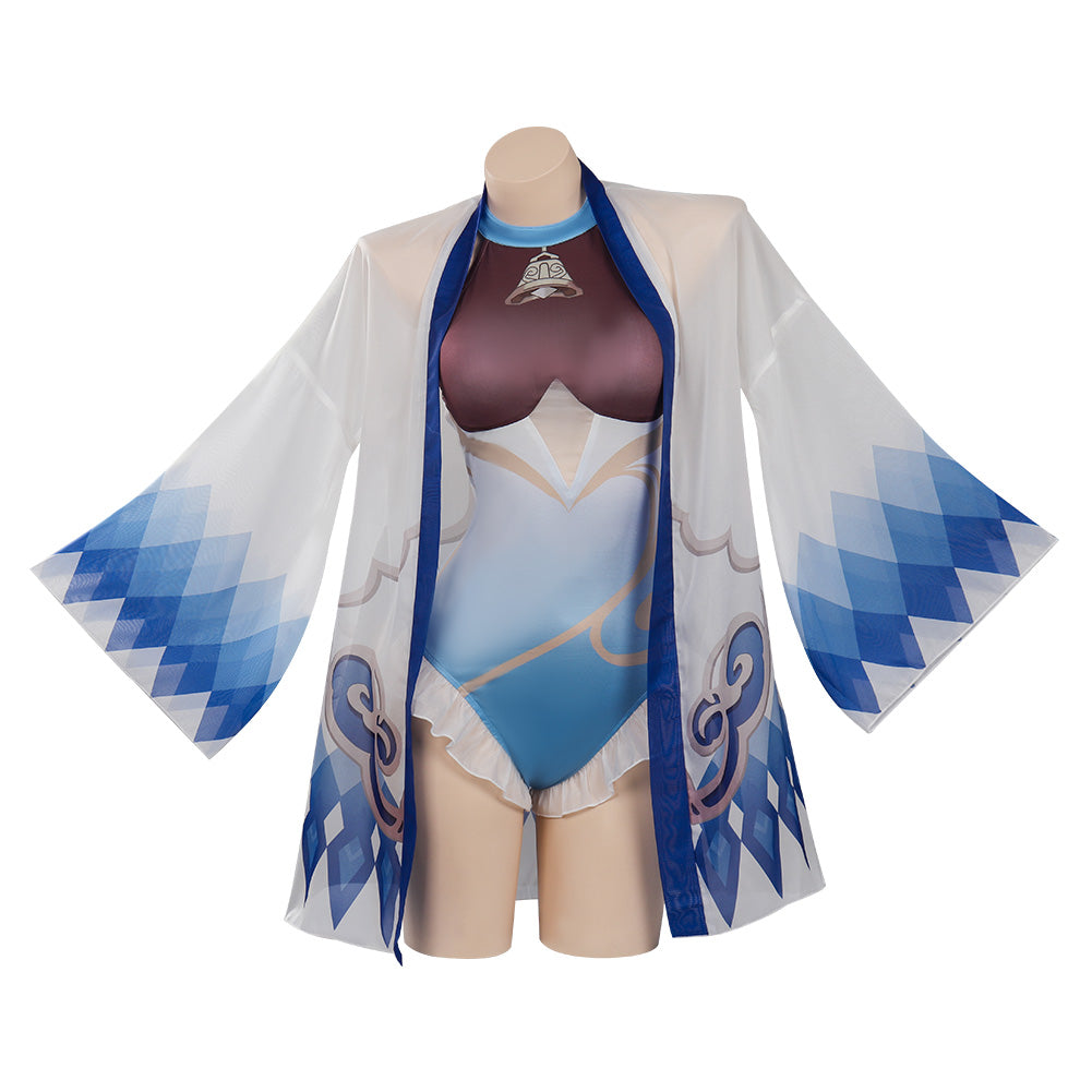 Genshin Impact Ganyu Swimsuit Cosplay Costume Women Jumpsuit Swimwear Cloak Outfits Halloween Carnival Suits
