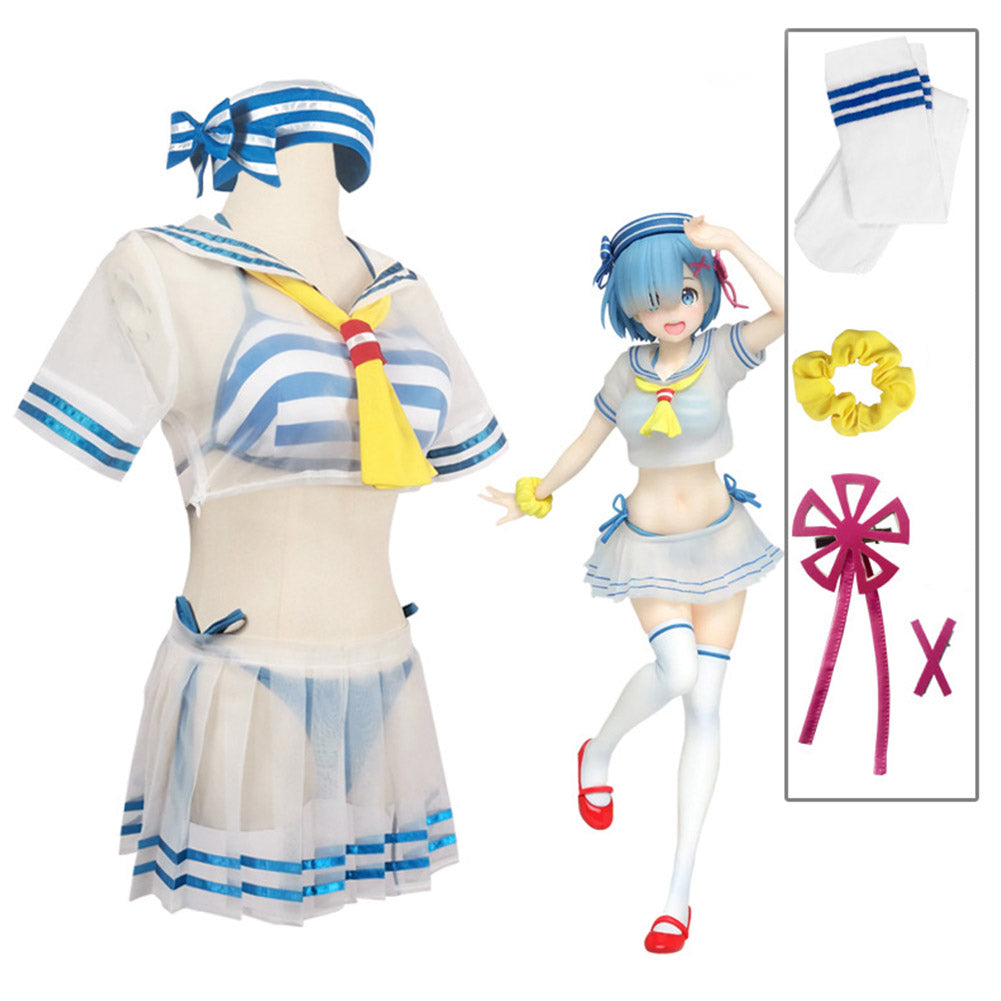 Re Zero Rem Cosplay Costume Swimsuit Outfits Halloween Carnival Suit