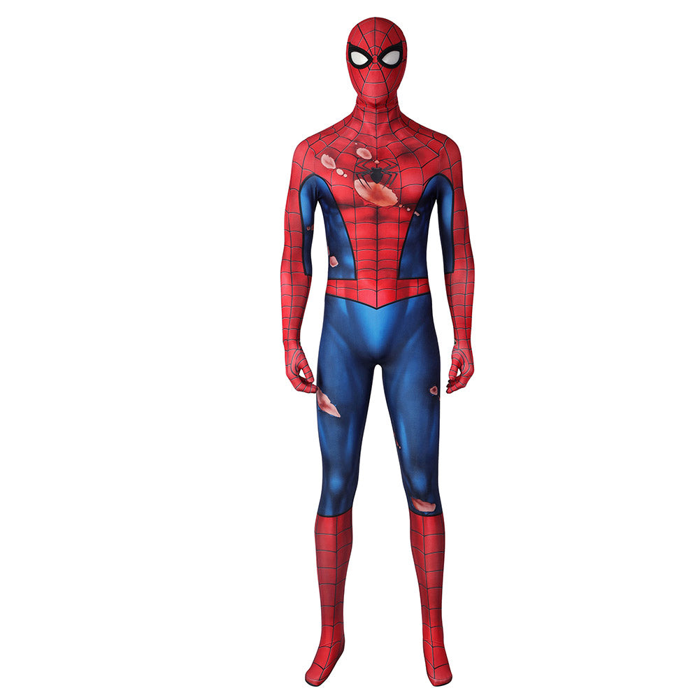 Game PS5 The Amazing Spider-Man Peter Parker Cosplay Costume Battle Damage Ver Outfits Halloween Carnival Suit