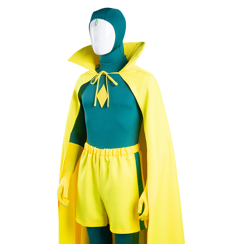 Wanda Vision Halloween Carnival Suit Vision Cosplay Costume Jumpsuit Cloak Outfit