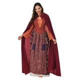 Hocus Pocus 2 Mary Sanderson Hooded Cloak Outfits Halloween Carnival Suit