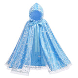 Kids Girls Frozen Princess Elsa Hooded Cloak Cosplay Costume Halloween Carnival Suit