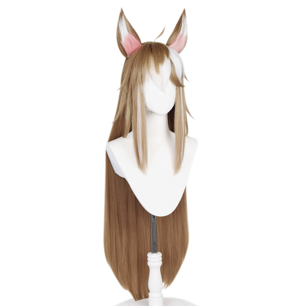 Genshin Impact Ms Hina/Gorou Cosplay Wig Heat Resistant Synthetic Hair Carnival Halloween Party Props with Ear