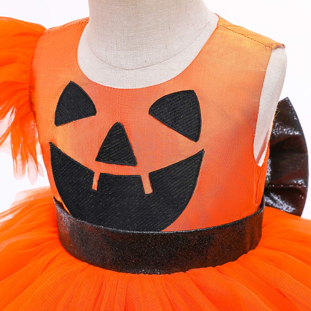 Kids Girls Pumpkin Cosplay Costume Tutu Dress Outfits Halloween Carnival Suit