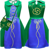4Pcs Kids Children Hocus Pocus Winifred Sanderson Cosplay Costume Outfits Halloween Carnival Suit