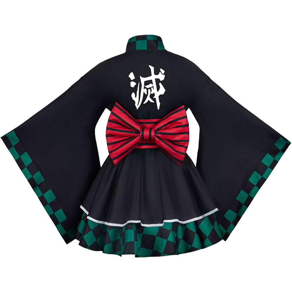 Demon Slayer Kamado Tanjirou Cosplay Costume Women Lolita Dress Outfits Halloween Suit