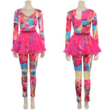 Barbie Original Design Print Colorful Jumpsuit Cosplay Costume Halloween Carnival Suit