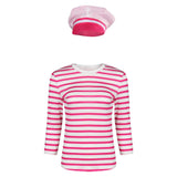 Barbie Cosplay Costume Pink Striped Tops and Gats Outfits Halloween Carnival Suit