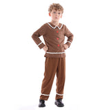 Kids Boys Gingerbread man Cosplay Costume Uniform Outfits Halloween Carnival Suit