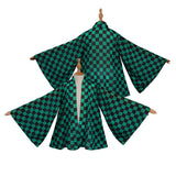 Children Kids Demon Slayer Kamado Tanjiro Cosplay Cloak Cape Kimono Coat Halloween Carnival Suit-cossky®