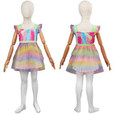 Barbie Margot Robbie Kids Children Print Dress Cosplay Costume Halloween Carnival Suit