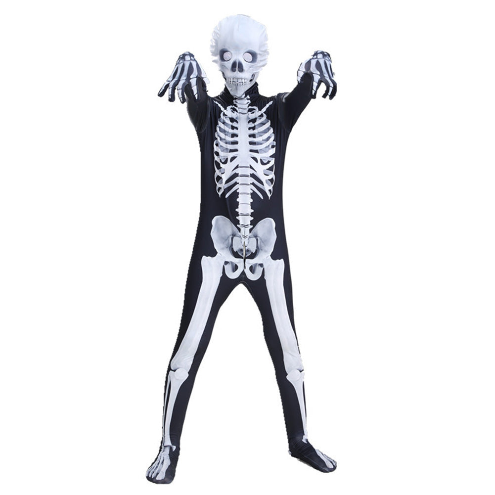 Kids Children Skeleton Skull Cosplay Costume Jumpsuit Outfits Halloween Carnival Suit