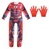 Kids Children The Flash Cosplay Costume JUmpsyut Gloves Outfits Halloween Carnival Suit