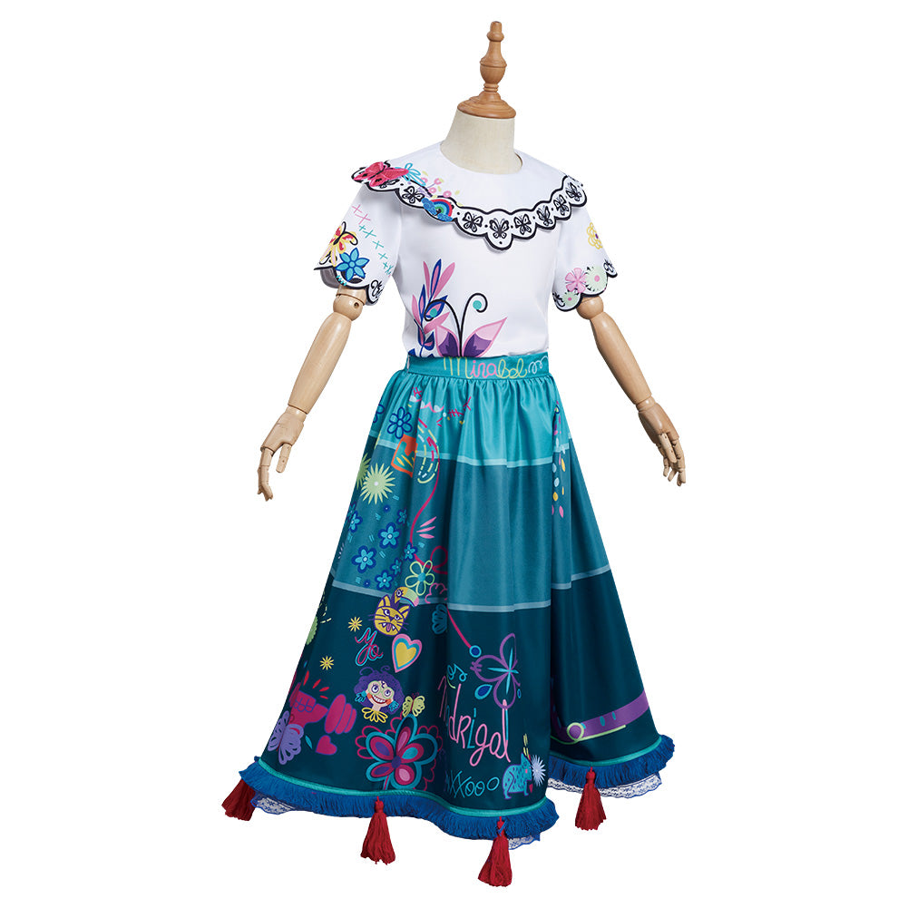Encanto Mirabel Outfits Cosplay Costume Dress Kids Children Halloween Carnival Suit