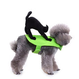 Pet Green Funny Halloween Costume Pet Back with Riding Cat Suit Winter Clothes