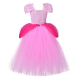 Kids Girls Aurora Cosplay Costume Pink Mesh Dress Outfits Halloween Carnival Suit
