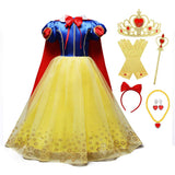 Snow White Dress Princess Costume Kids Baby Birthday Halloween Party Fancy Dresses for Girls Cosplay Gown Cloak