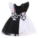 Kids Girls Cruella Cosplay Costume Menh Dress Outfits Halloween Carnival Suit