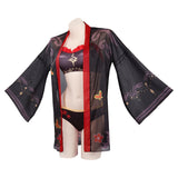 Genshin Impact Hutao Swimsuit Cosplay Costume Women Bikini Top Shorts Cloak Outfits Halloween Carnival Suits