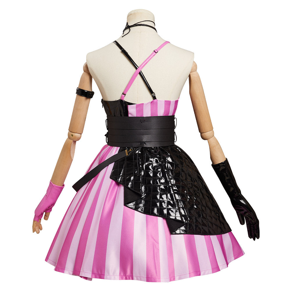 LoL Jinx Cosplay Costume Goth Lolita Dress Outfits Halloween Carnival Suit