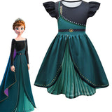 Frozen Anna Cosplay Costume Kids Girls Dress Halloween Carnival Suit