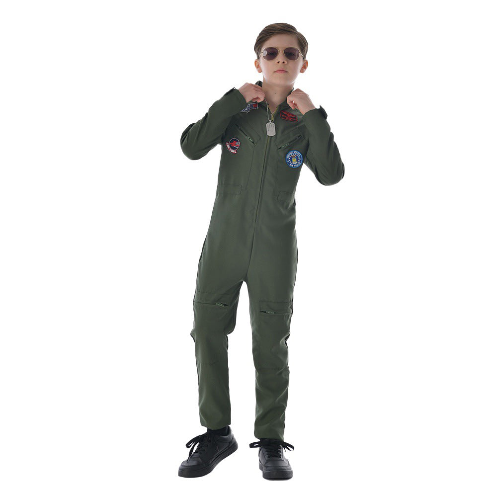 Kids Top Gun Cosplay Costume Pilot Outfits Halloween Carnival Suit
