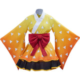 Demon Slayer Agatsuma Zenitsu Cosplay Costume Women Maid Dress Outfits Halloween Suit