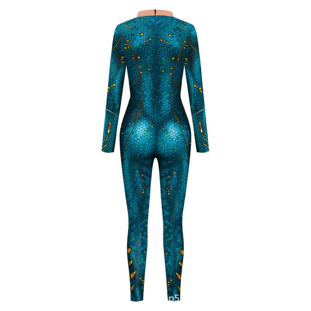 Aquaman Queen of Atlantis Mera Movie Character Cosplay Blue Jumpsuit Cosplay Costume