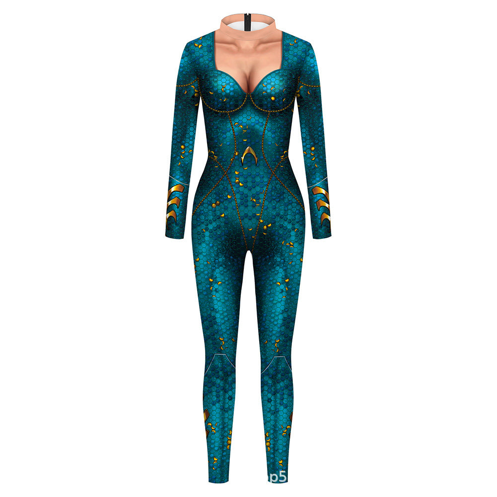 Aquaman Queen of Atlantis Mera Movie Character Cosplay Blue Jumpsuit Cosplay Costume