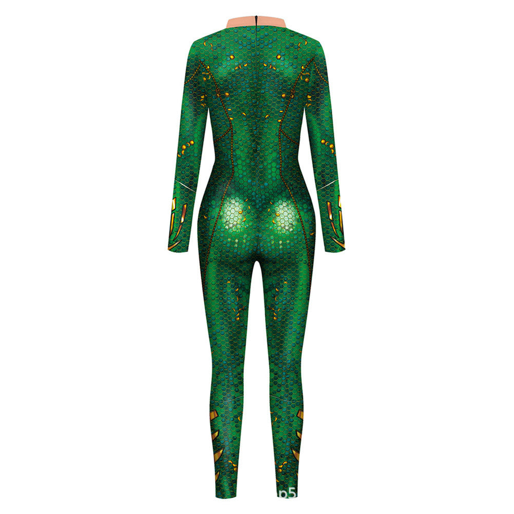 Aquaman Queen of Atlantis Mera Movie Character Cosplay Green Jumpsuit Cosplay Costume