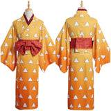 Demon Slayer Agatsuma Zenitsu Kimono Dress Outfits Cosplay Costume Halloween Carnival Suit