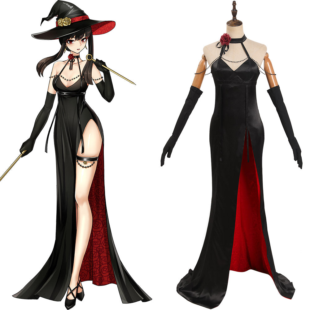SPY FAMILY Yor Forger Cosplay Costume Witch Dress Outfits Halloween Carnival Suit