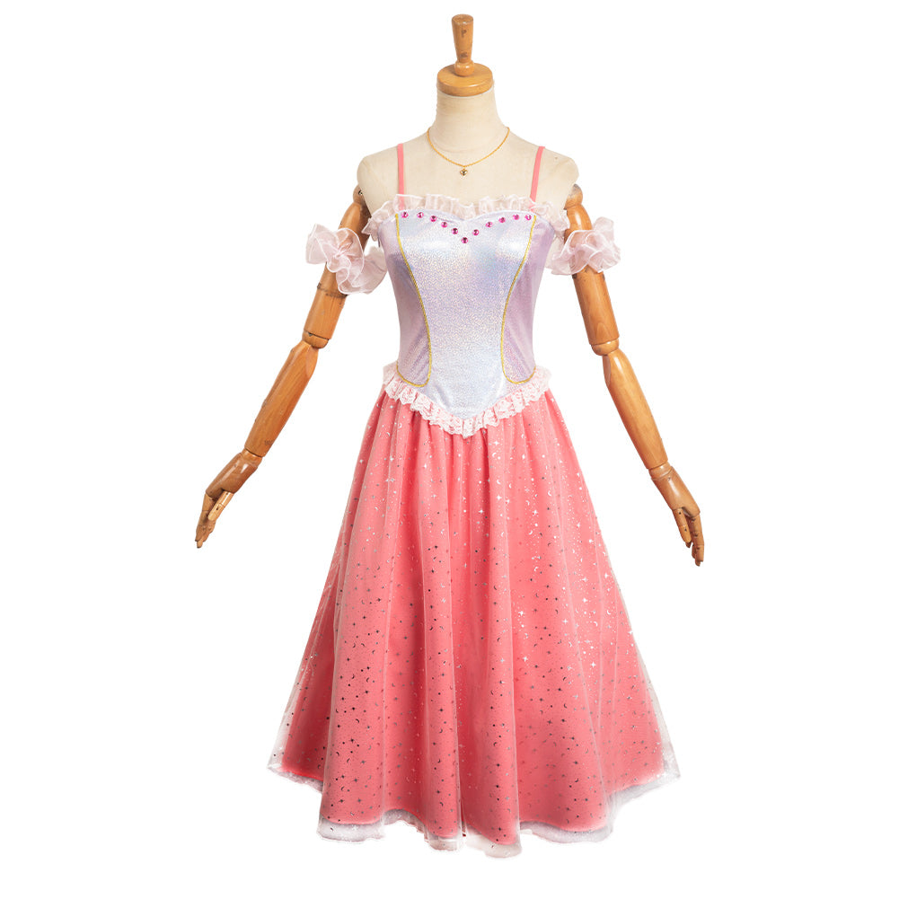 Cnexmin Deguisement Barbie Fille Robe de Princesse Barbie Costume avec  Accessoires Anniversaire Noël Halloween Partie Carnava