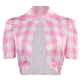 Barbie 2023 Cosplay Costume Lattice Pink Vest Halloween Carnival Suit