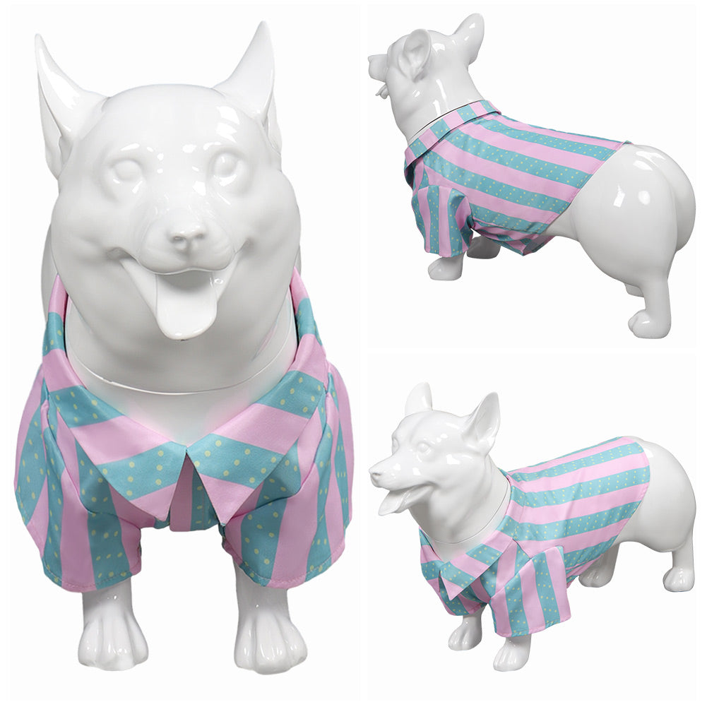 Barbie 2023 Ken Pet Dog Pink And Green Stripes Shirt Cosplay Costume Halloween Carnival Suit