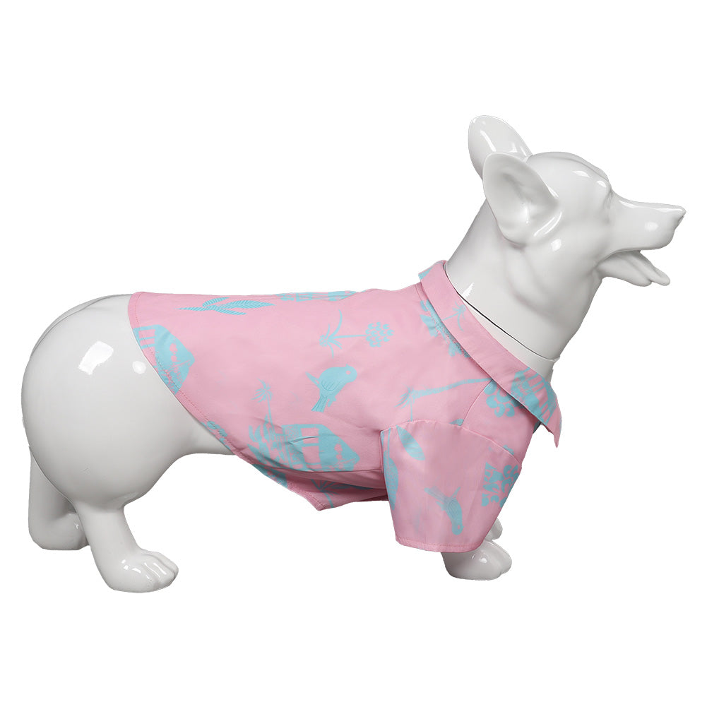 Barbie 2023 Ken Pet Dog Pink Printed Shirt Cosplay Costume Halloween Carnival Suit