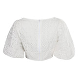 Barbie 2023 Margot Robbie Puff Sleeves White Cropped Top Cosplay Costume Halloween Carnival